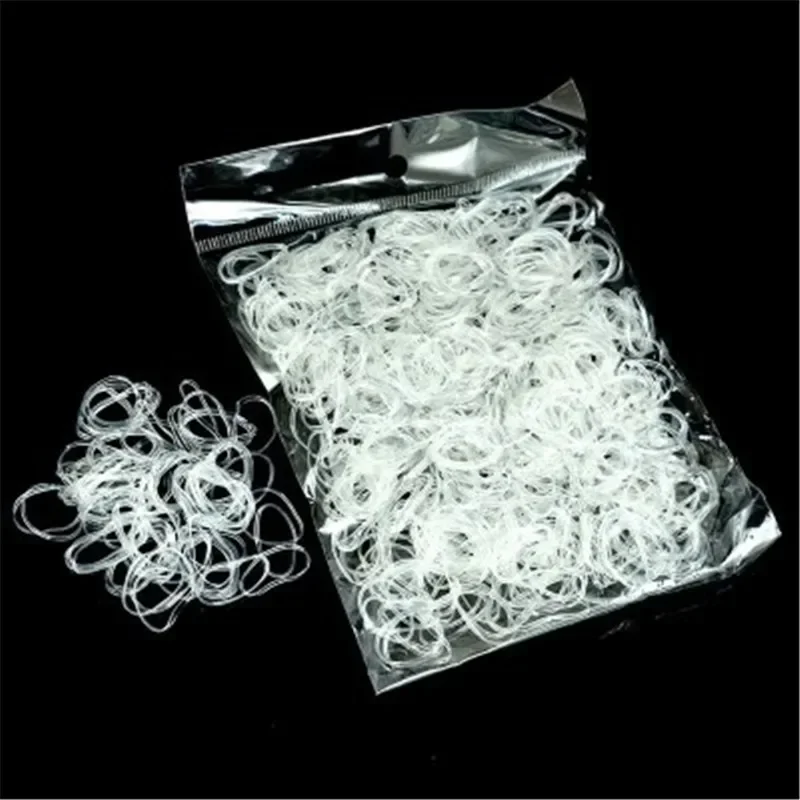 1000 unids/pack transparente negro niños banda de goma de alta elasticidad cuerda para el cabello accesorios para el cabello coleta para niñas diadema regalo