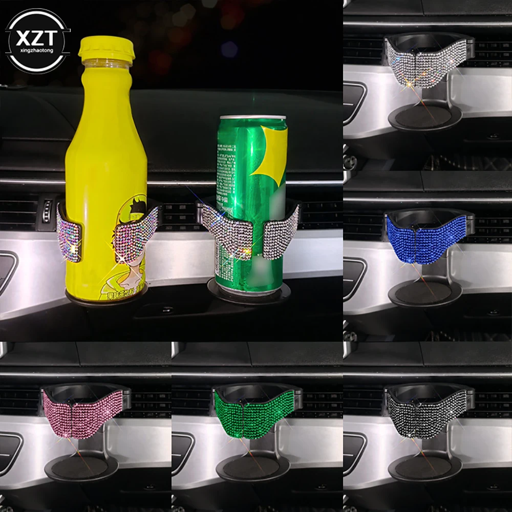 Car Air Vent Outlet Drink Cup Bottle Holder Diamond Rhinestone Water Bottle Stand Beverage Ashtray Mount Bling Car Accessories