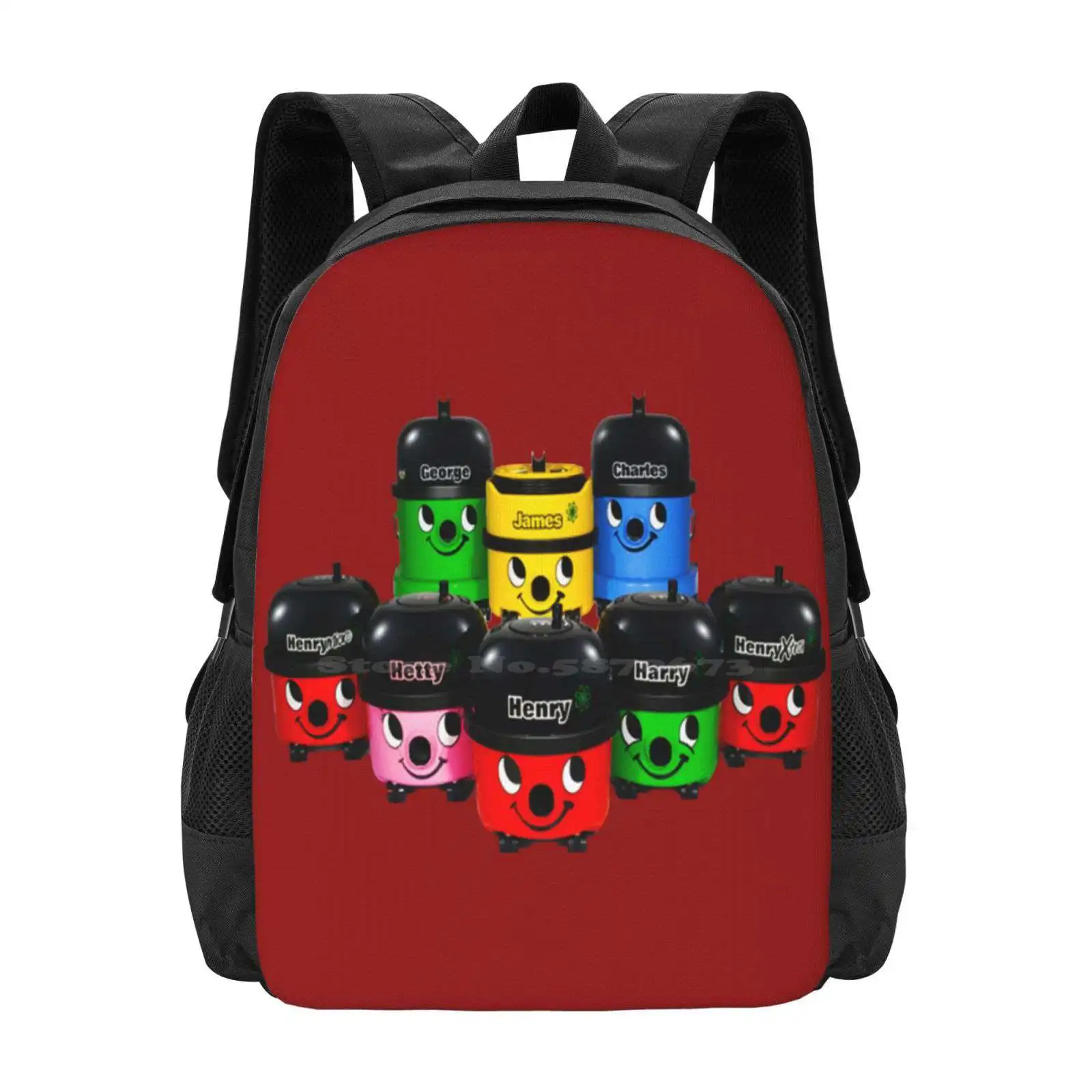 Henry Hoover And Friends Large Capacity School Backpack Laptop Bags Henry Hoover Hoovers Hetty James George Harry Chiffon