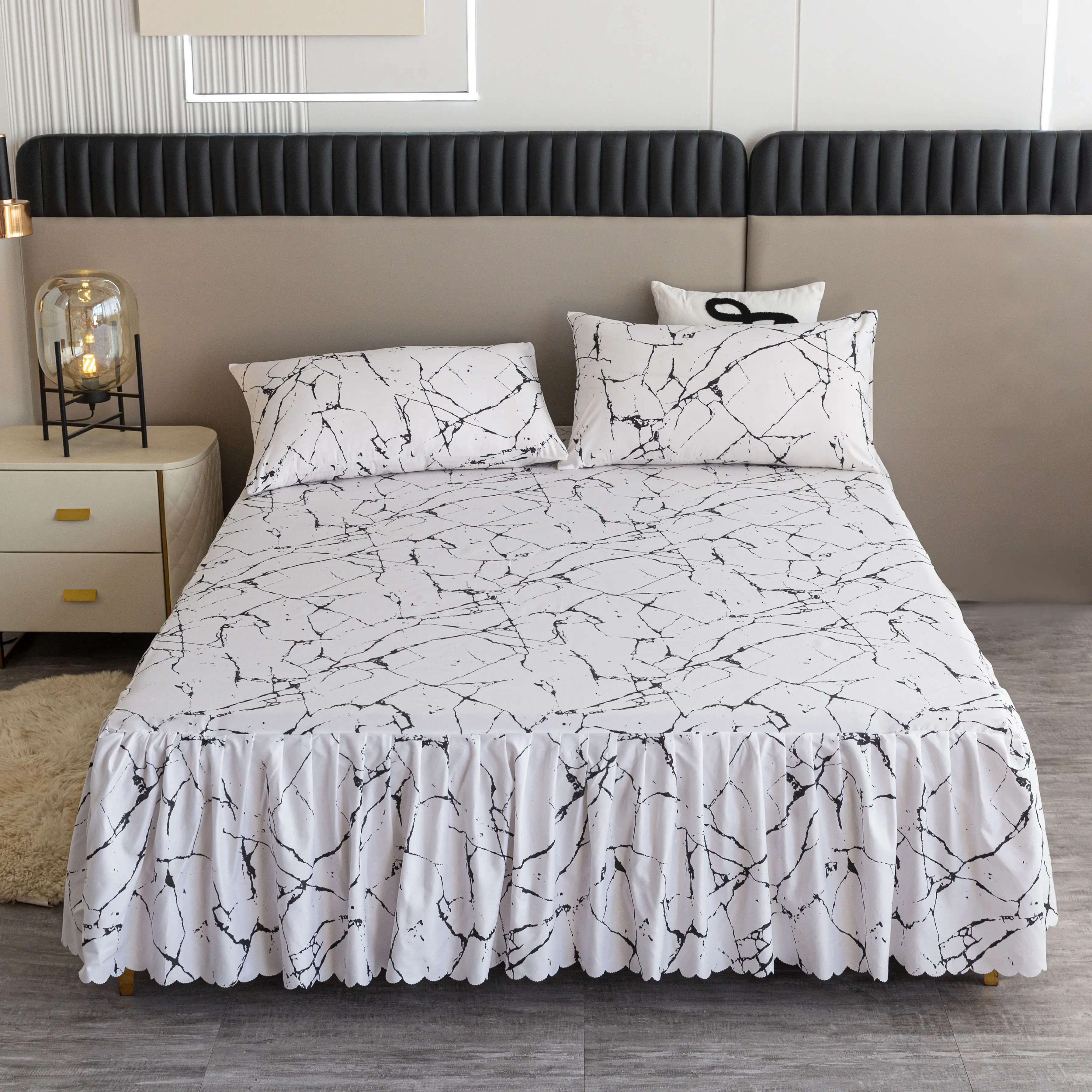 

Missdeer Bed Skirt Simple Style Bedspread Skirt for Home Bed Cover Single/Queen Size 침대스커트 (No Pillowcase)