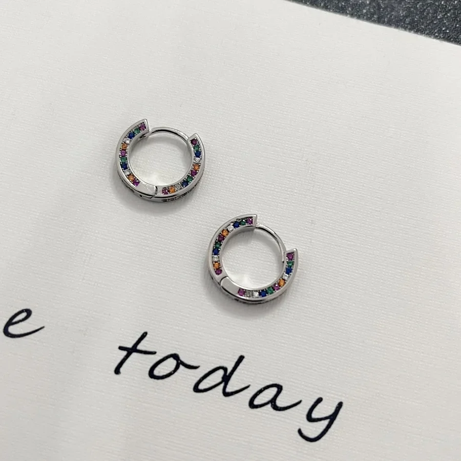 

925 Silver Hoop Korean Earrings Colorful Temperament Exquisite Hot Semale Sexy Zircon Jewelry Gift