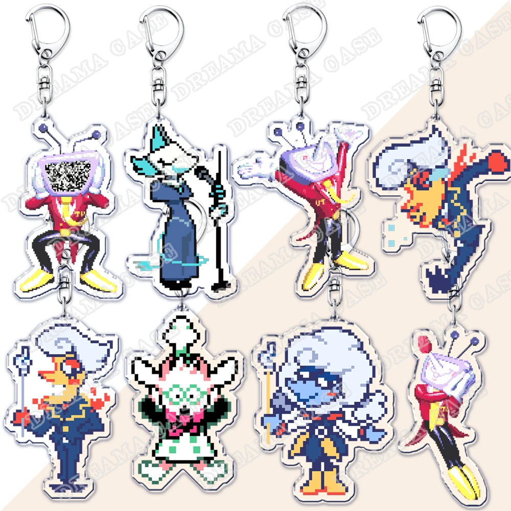 Popular Game Deltarune Spamton Tenna Baby Meme Keychains for Accessories Bag Key Chain Ring Fans Gifts Gamer Friends Keyrings