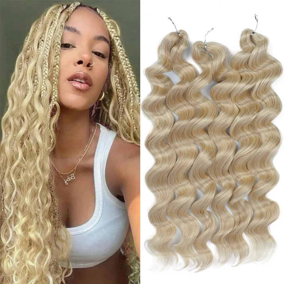 

26 Inch Blonde Crochet Hair Extensions 300g/lot Synthetic Hair Crochet Hair 3Pcs/lot Body Wave Crochet Braiding Hair Extensions
