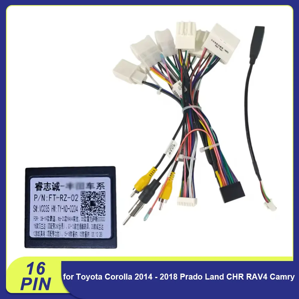 Canbus Decoder RZ-FT02 for Toyota Corolla 2014 - 2018 Prado Land CHR RAV4 Camry Wiring Harness Power Cable Android Car Radio