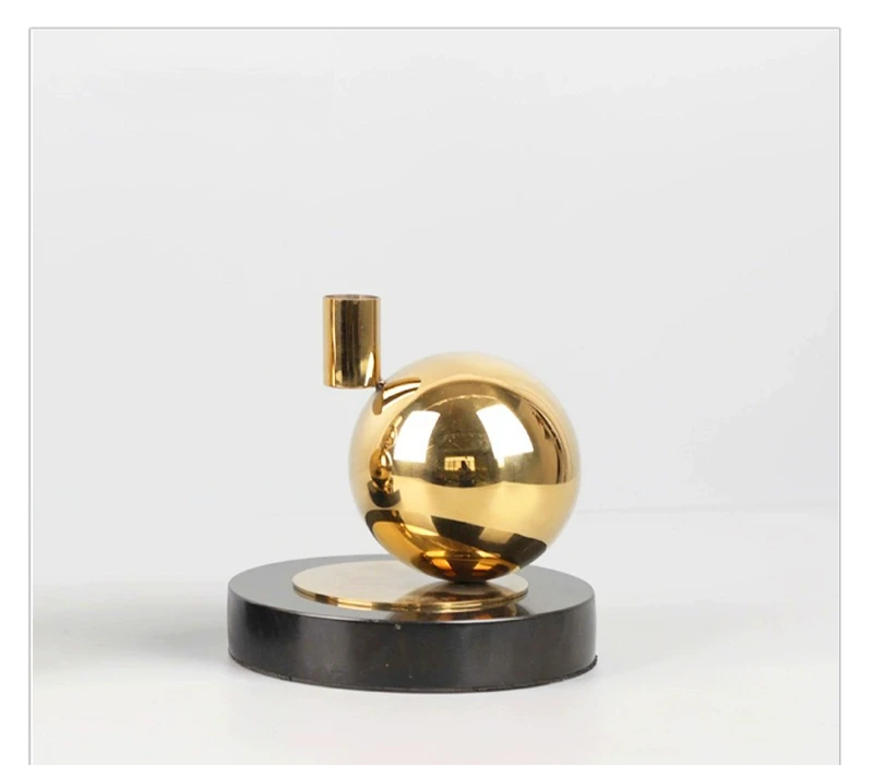 

Nero Marquina Natural Marble Candle Holder Luxury Gold Stainless Steel Candlestick Home Decoration