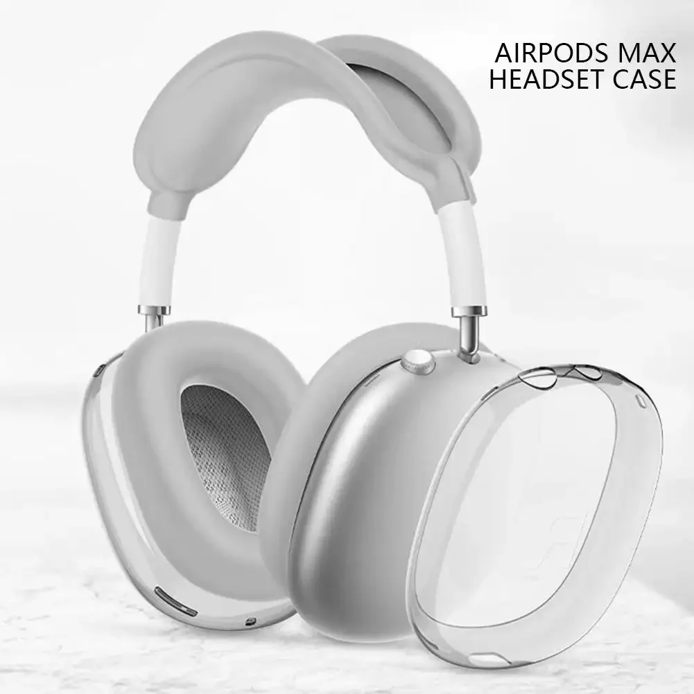 2/4pcs Silicone Ear Protective Sleeve TPU Case Shockproof Ear Cups Pad Headband Clear Cover Cushion Protector for AirPods Max