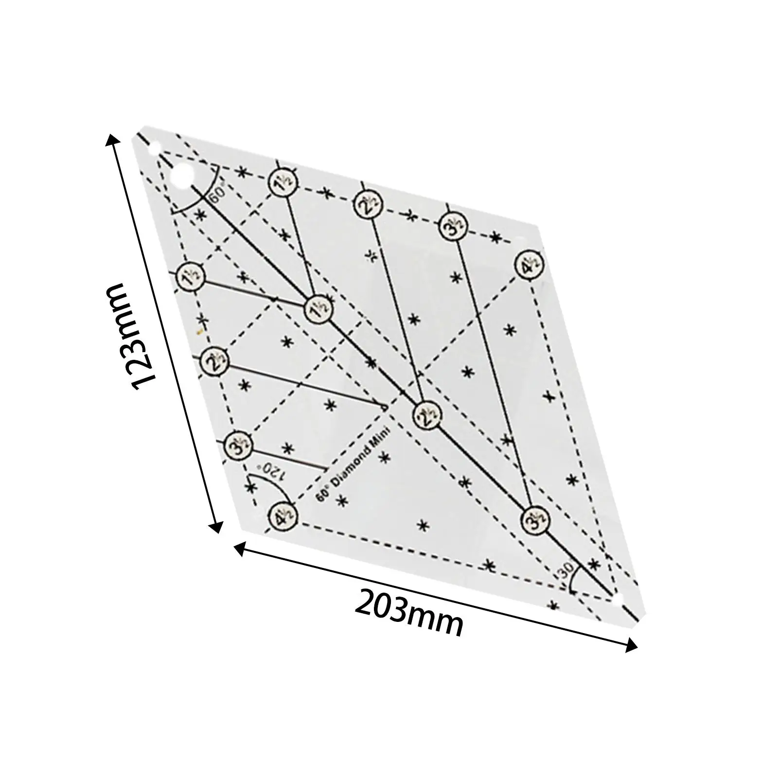 60 Degree Diamond Quilting Template Patchwork Sewing Ruler Multifunctional Template Sampler for DIY Quilting Sewing Accessories