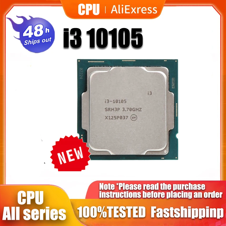 

NEW Core i3 10105 3.7GHz Quad-Core Eight-Thread CPU Processor L3 = 6M 65W LGA 1200 No Fan