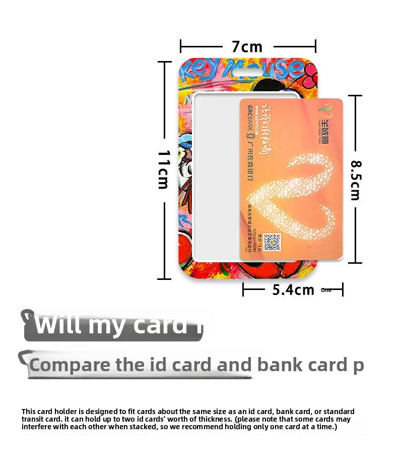 Disney Card Case for Student ID Meal Transport Company Cards with Mickey Mouse Winnie the Pooh Stitch Cartoon Doodle Design
