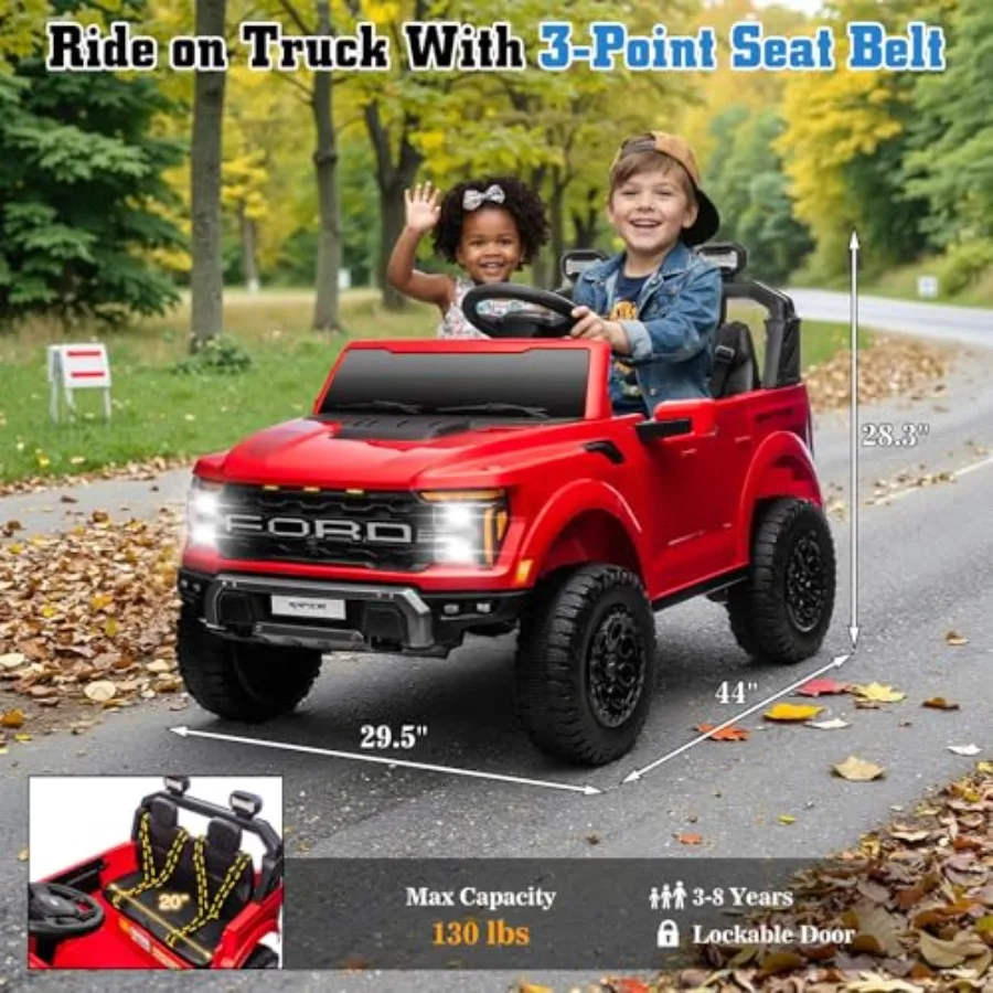 รถยนต์ไฟฟ้า 24V สำหรับเด็ก รุ่น F-150 Raptor ลิขสิทธิ์แท้ 2 ที่นั่ง พร้อมรีโมทคอนโทรล ระบบกันสะเทือน 4 ล้อ รุ่น LE