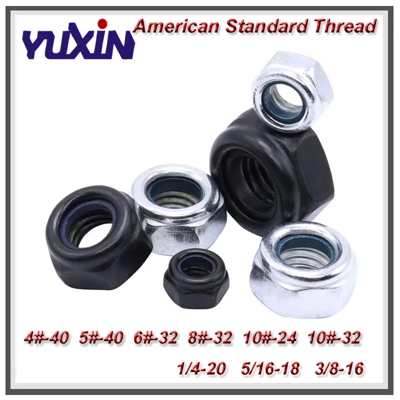 4# 5# 6# 8# 10# 1/4 5/16 3/8 1/2 304 A2-70 Stainless Steel American Standard Inch Thread Hex Insert Self-locking Nylon Lock Nuts