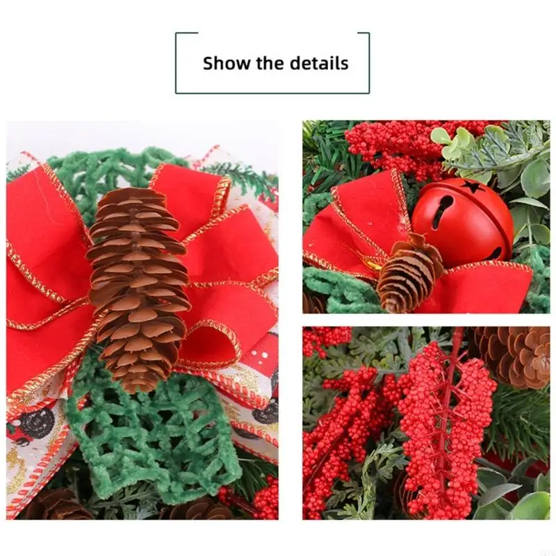 玄関の窓のための松ぼっくりを備えたクリスマスリース人工葉の吊り植物屋内と屋外の装飾