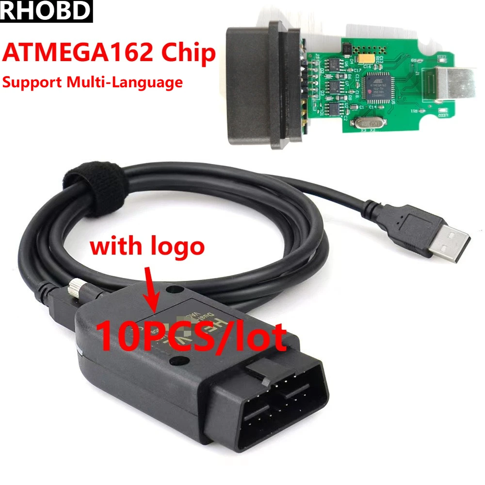 

10PCS/lot FORVCDS VAGCOM Interface VCDSCAN HEX ATMEGA162 V2 For 25.3 24.5 FOR VW For AUDI Skoda Seat Multi-Language Car Autocom
