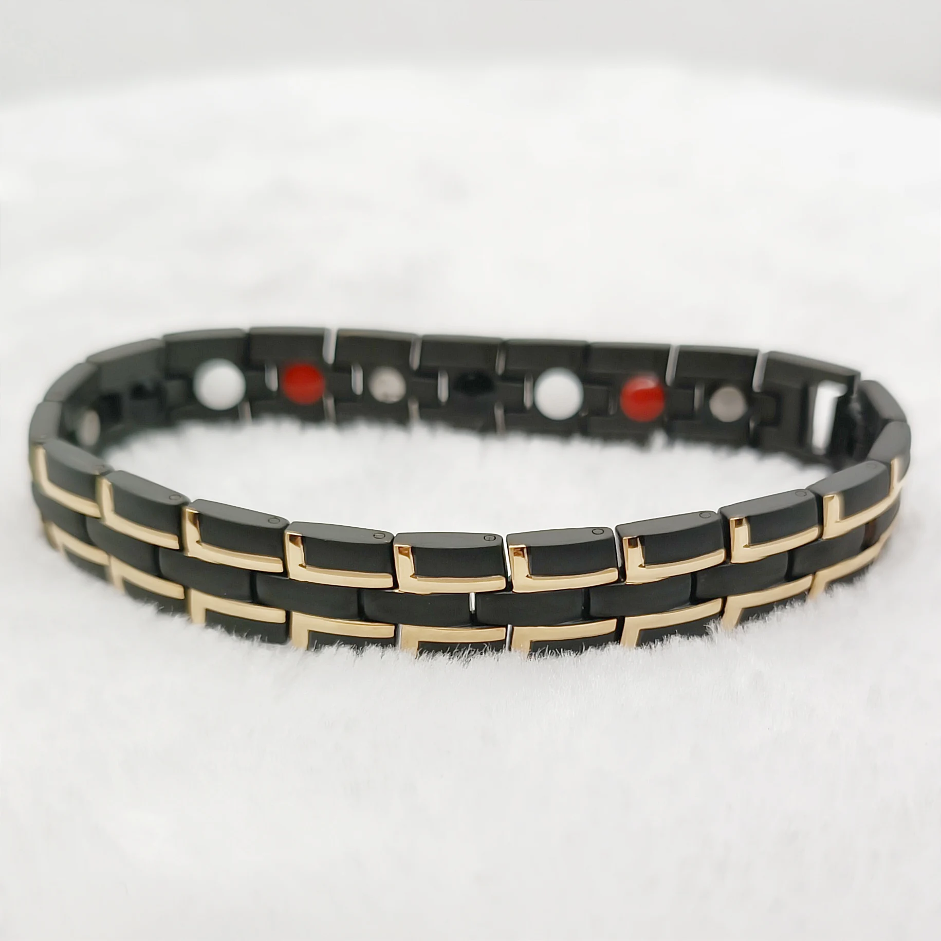 Classic Designer Fashion Jewelry Bracelets Men Wholesale Bicolor Black 316L Stainless Steel Magnetic Bracelet Male Boys