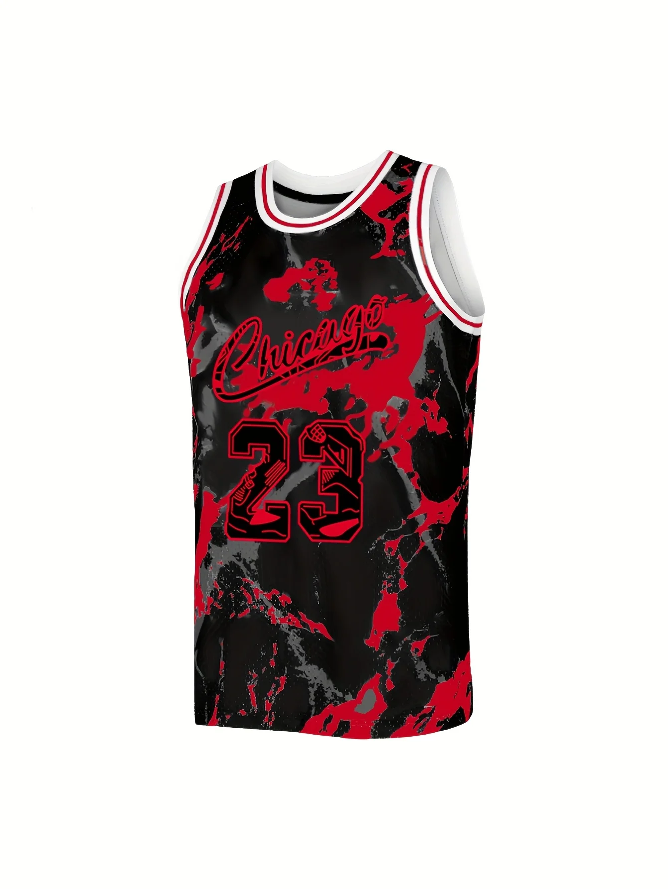 

Men'S Basketball Sweatshirt O-Neck Loose Quick Drying Vest 3d Graffiti Pattern Design Sportswear Outdoor Fitness Top Vest