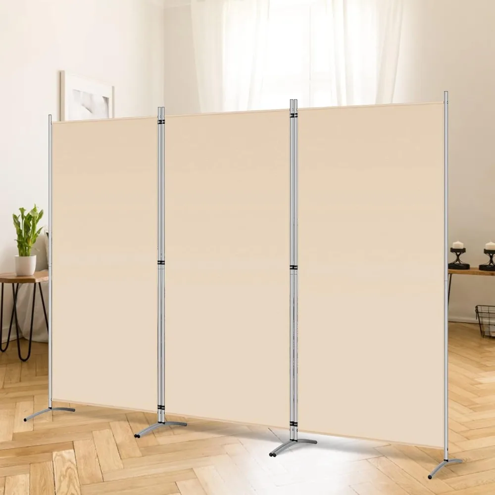 

3 Panel Room Divider, 6 Ft Tall Folding Privacy Screen Freestanding Room Partition Wall Dividers, 102''W x 20''D x 71''H, Beige