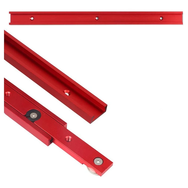 Aluminum 400Mm Double-Cut Profile Universal 3/4 T-Track With Predrilled Mounting Holes,30 Type T Track Aluminum Alloy 2Pc