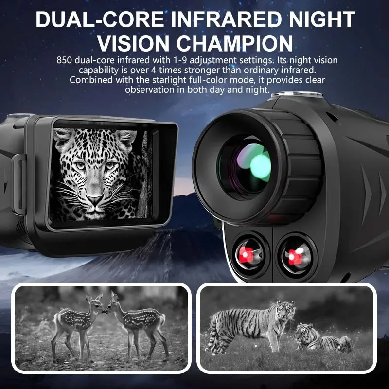 4K HD 18X Digital Zoom Night Vision Outdoor Telescope Monocular Camera 2.8 Inch Large Screen for Hunting Camping