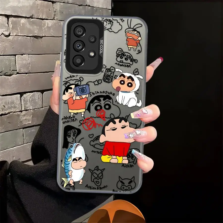 

Phone Cover Case for Samsung Galaxy A54 A13 A14 A56 A23 A71 A72 A12 A32 A36 A25 A73 A17 A52 A16 A34 Shark Crayon Shin Chan