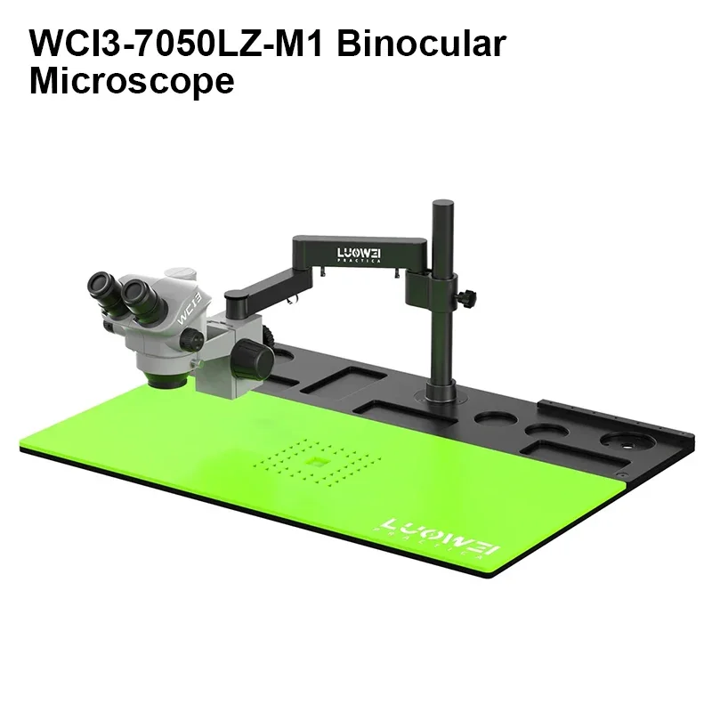 

LUOWEI LW-WCI3-7050LZ-M1 7-50X Continuous Zoom Large Base Binocular Microscope with Bracket High Temperature Tin Pad