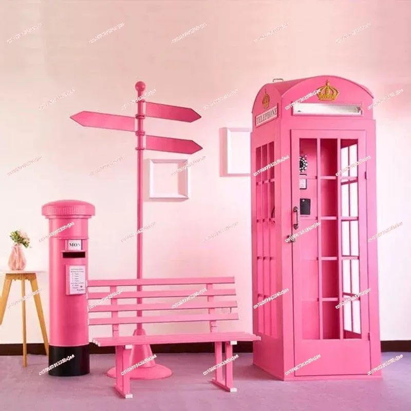 

Custom london telephone booth pink telephone booth Outdoor art decoration pink telephone booth photography props for wedding