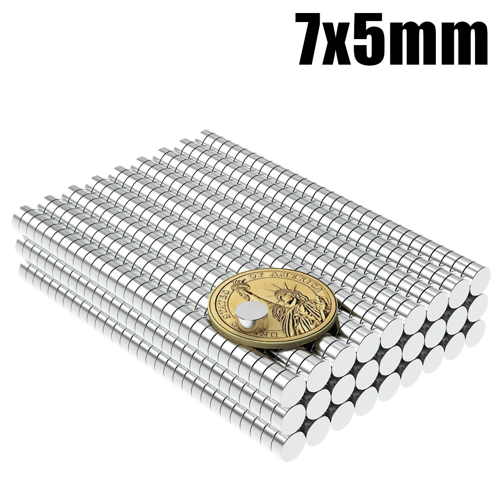 2/5/10/20/50/100Pcs 7x5 Super Strong Magnet 7mm X 5mm Round Magnetic NdFeB Neodymium magnet N35 Powerful Disc imanes 7*5