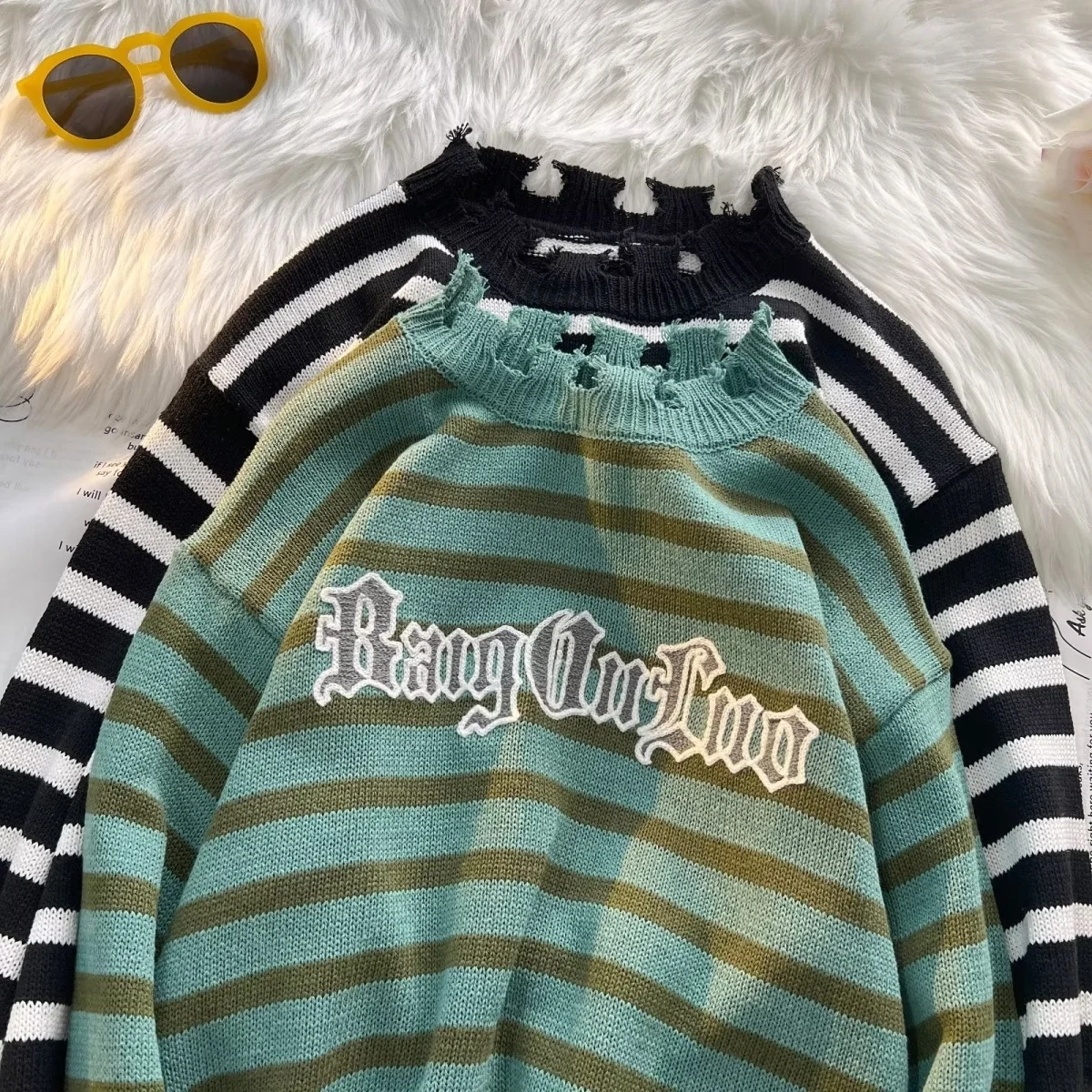 

Мужской осенне-зимний свитер Thiened, свободный корейский вязаный зимний свитер в японском стиле Ins Hong Kong Sle, ленивое трикотажное пальто