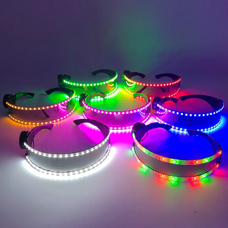 Lunettes LED structurels entes Chang populaires, lunettes lumineuses avec lumière, fournitures d'interdiction, lunettes néon, accessoires de barre