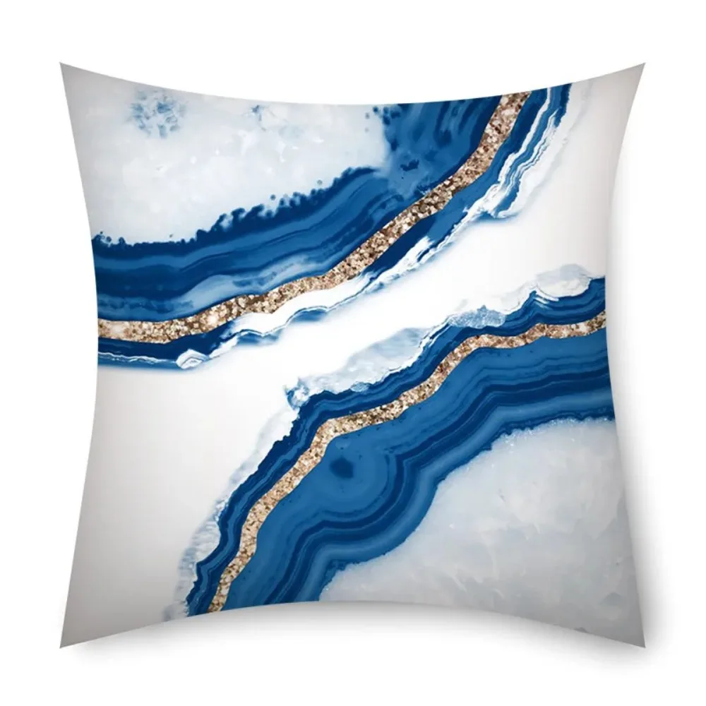 Modern cushion cover gray blue brown agate marble gold foil pillowcase home decoration  sofa throw pillow