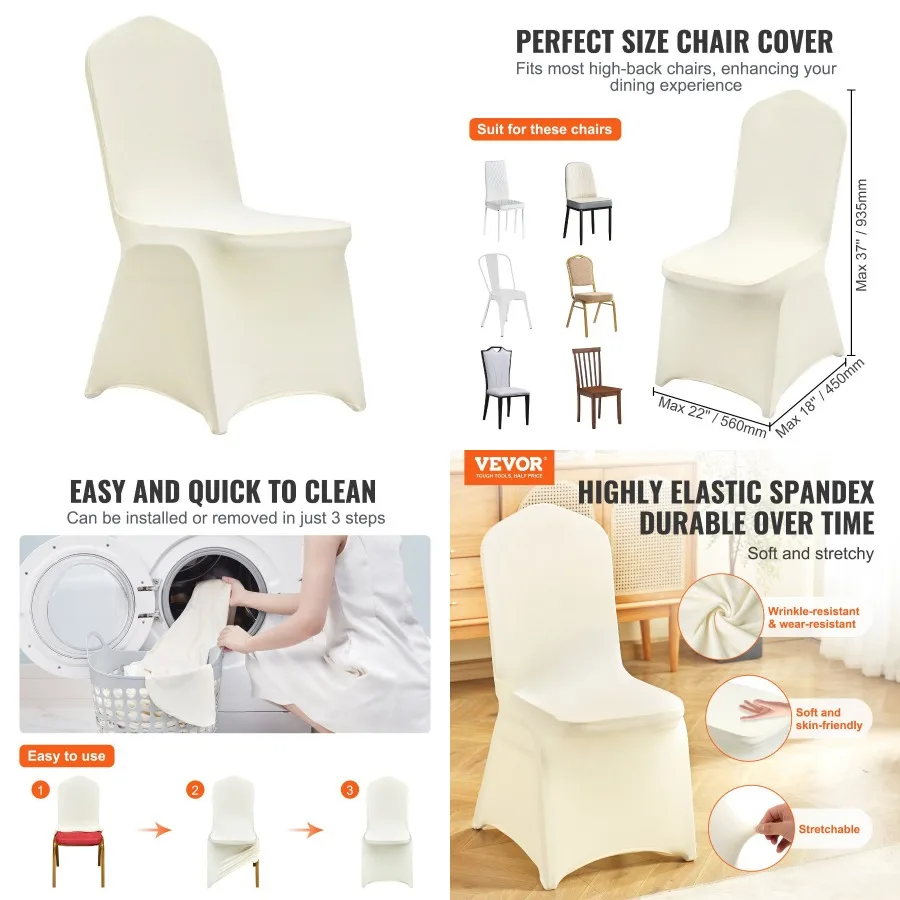 

VEVOR Strh Spandex Folding Chair Covers Universal Fitted Chair Cover Removable Washable Protective Slipcovers for Wedding Holid