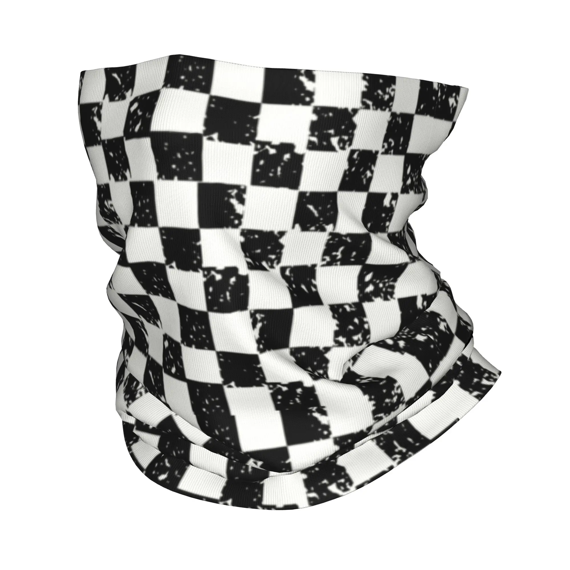 Custom Retro Checkered Flag Winter Headband Neck Warmer Men Women Ski Cycling Tube Scarf  Face Bandana Gaiter