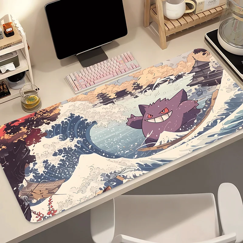Anime Mouse Pad 90x40cm Pokemon Gengar Gamer PC Computer HD Print Desk mat Keyboard Gaming Accessories Lock Edge Mousepad Carpet