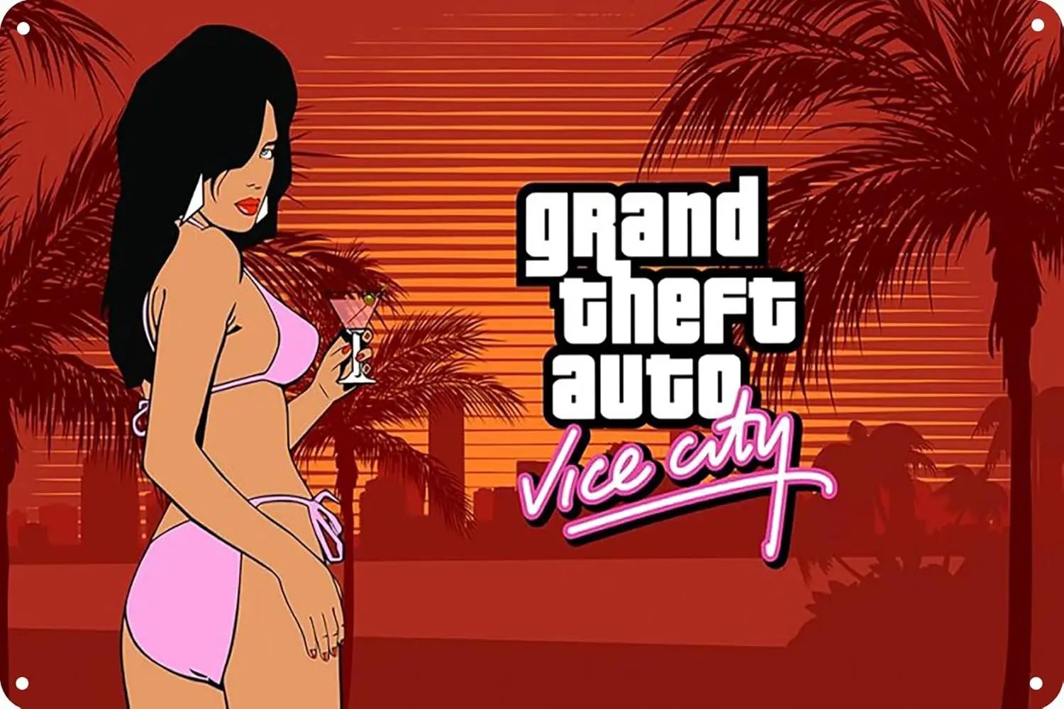 P1, OCFARZJ металлический оловянный постер gta Vice City 1, игра, кафе-бар, домашняя стена, художественный деко, постер, подарок, es