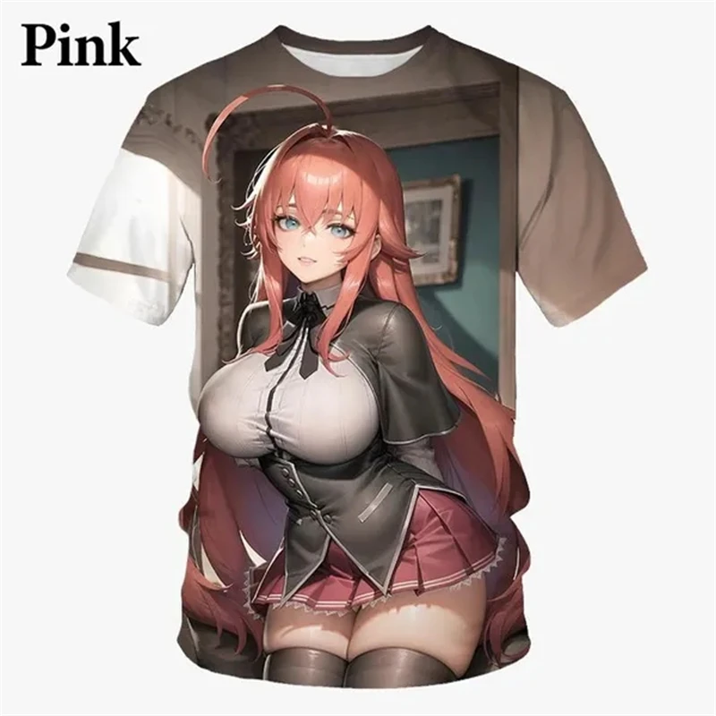 Anime 3D Printing Sexy Girls Rias Gremory T-Shirts Unisex Fun Casual Harajuku Short Sleeve T Shirts Tops Leisure Streetwear Tees