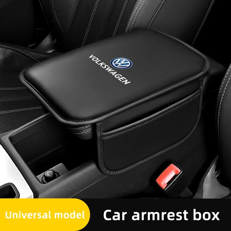 Car Armrest Protection Mat Leather Arm Rest Storage Pocket For VW GTI Polo Golf Passat Tiguan Arteon Touareg Taigo Caddy Jetta B