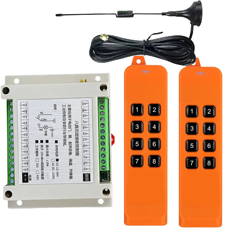 2000m DC12V 24V 36V 8CH 8 CH Radio Controller RF Wireless Remote Control Overhead travelling crane System Receiver 868Mhz Remote