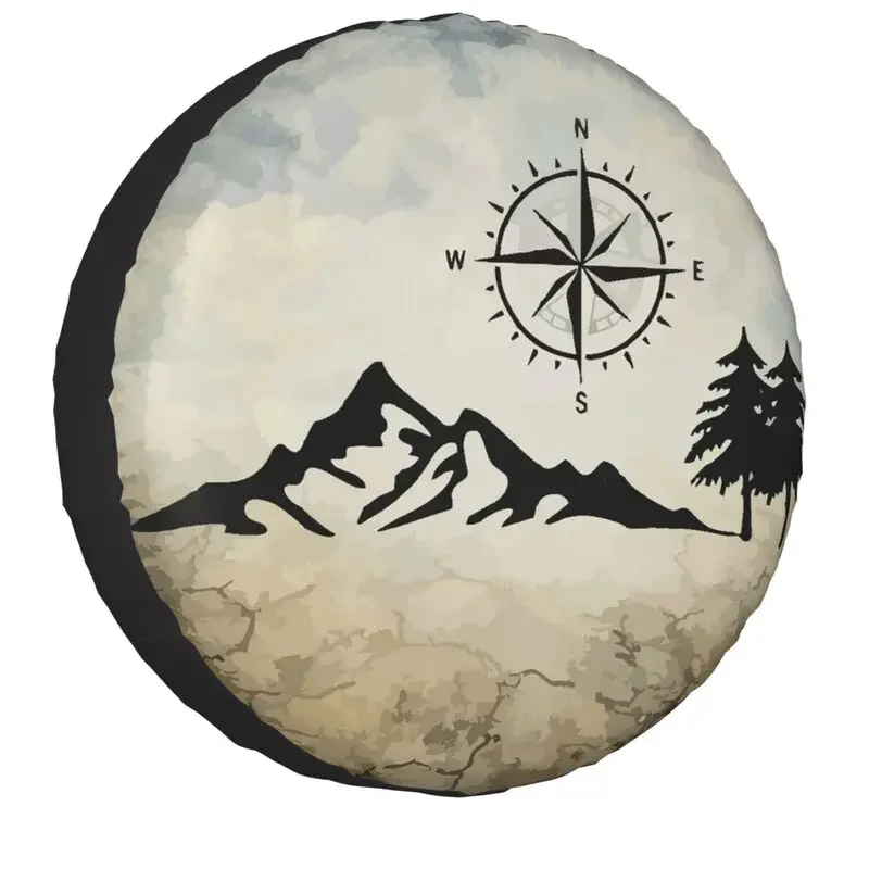 Nature Mountain Compass Spare Tire Cover Universal for Toyota RAV4 Prado Jeep SUV Camper Car Wheel Covers 14