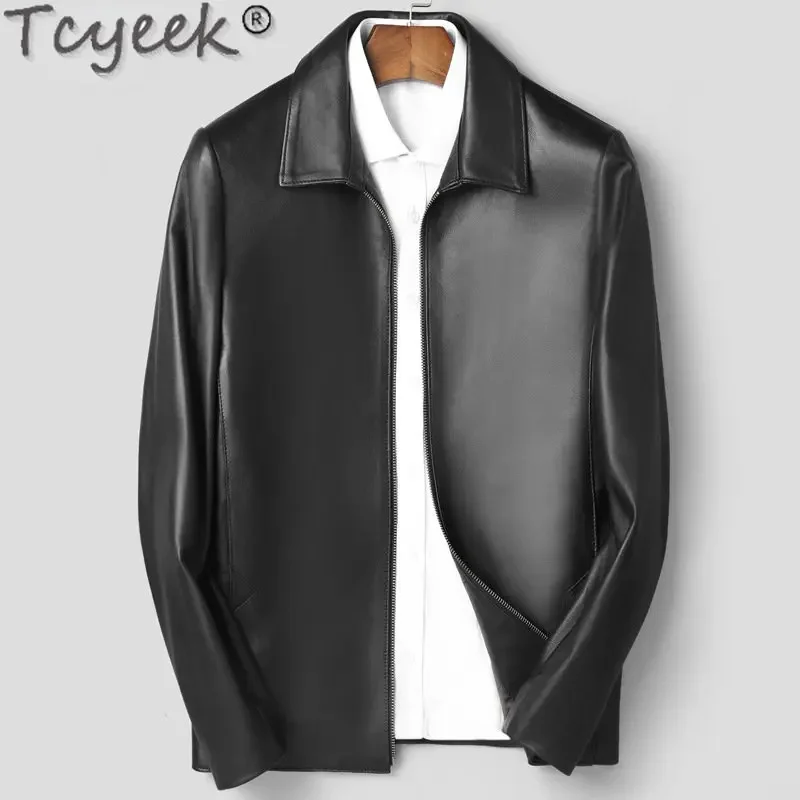 

Fashion Tcyeek Genuine Coat Men Spring Fall Casual Sheepskin Coats Man Clothes Short Leather Jacket Chaquetas Hombre LM