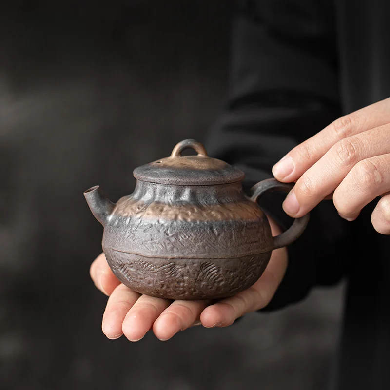 Iron Glaze Zhong Ling Pot Home Office Ceramic Teapot Single Pot Ancient Early Kung Fu Tea Set Small Teapot