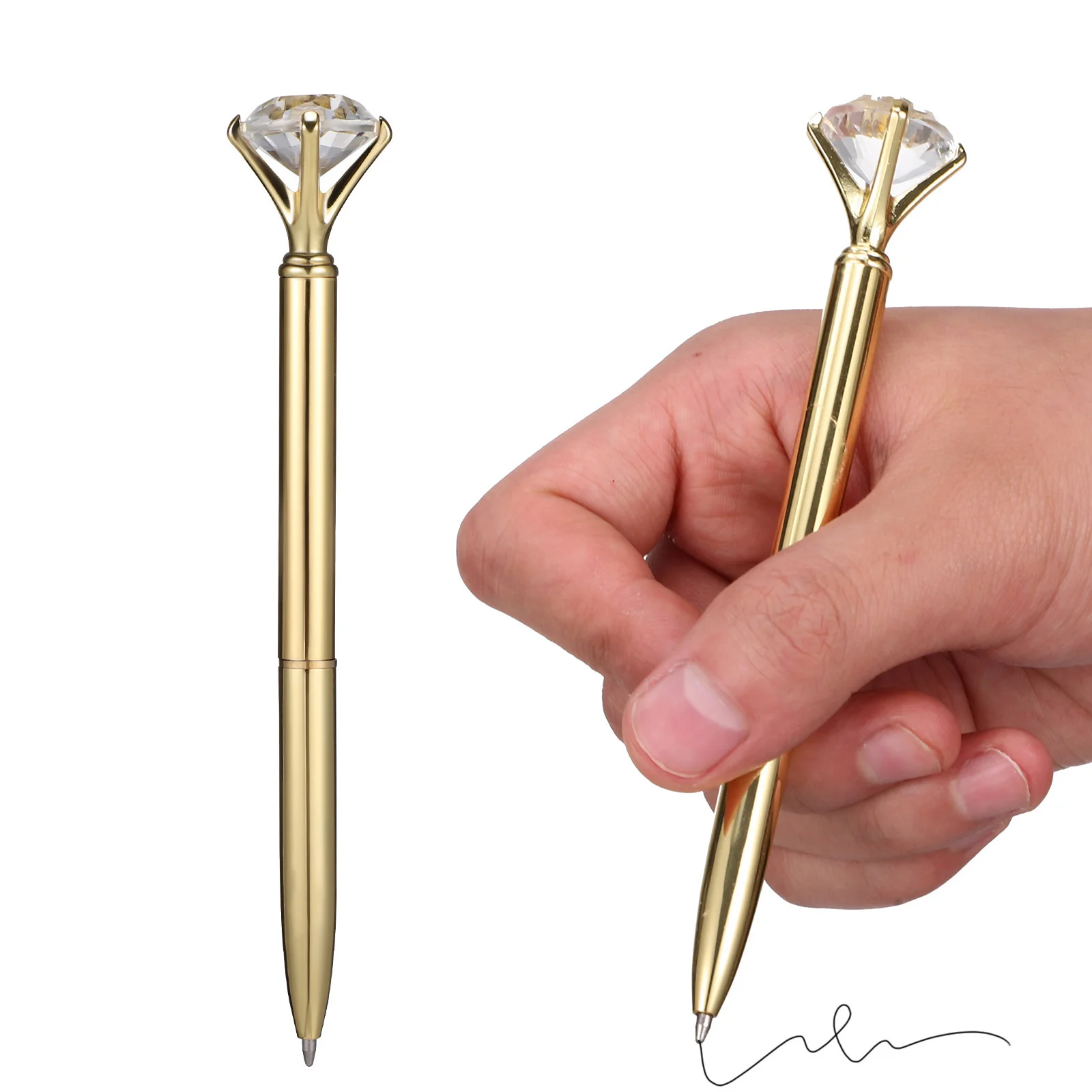 6 個オフィスデスク装飾ペン女性のための筆記具万年インクひまわりメタルダイヤモンドボールペンミスボールペン