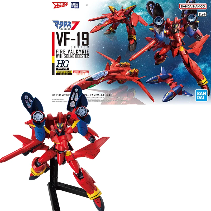 

BANDAI Original ANIME HG 1/100 VF-19 CUSTOM FIRE VALKYRIE WITH SOUND BOOSTER Assembly Plastic Model Action Toys Figures Gifts