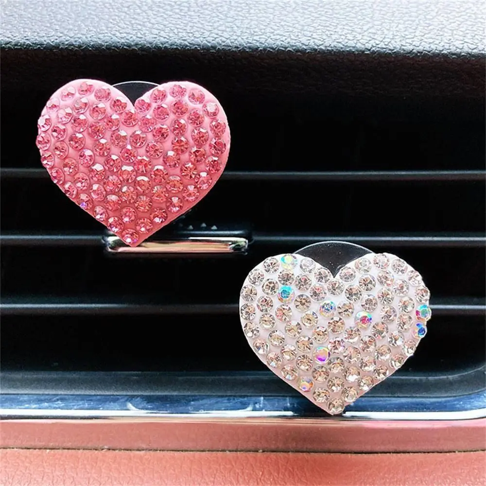 

Rhinestone Car Aromatherapy Clips Heart-shaped Auto Clip Air Conditioning Outlet Decorations