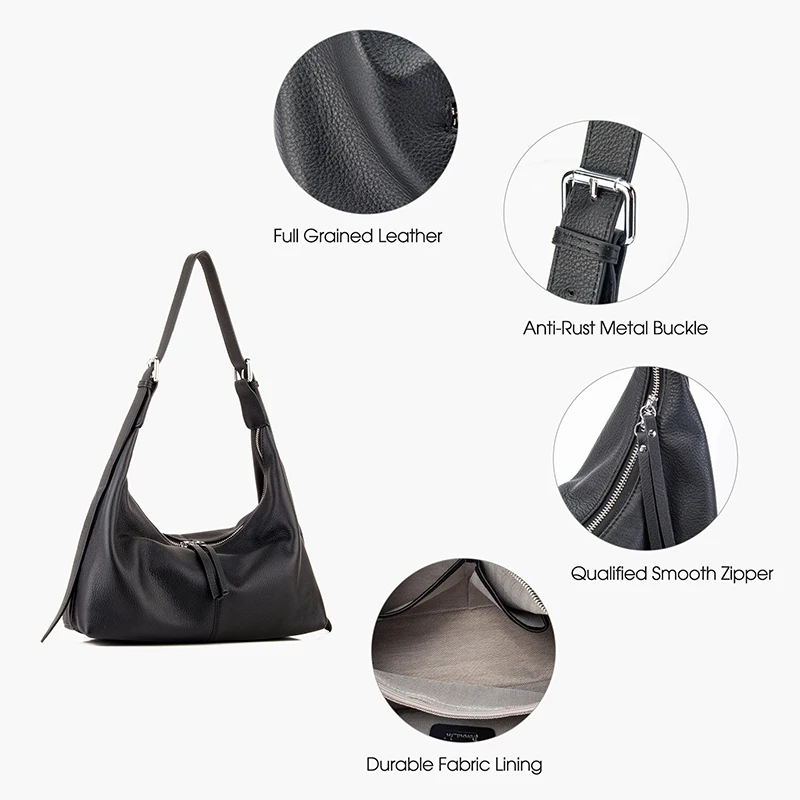 DONNAIN Genuine Leather Shoulder Bags For Women Men Soft Casual Daily Large Capacity Tote Bag Unisex Crossbody Commute Hobo