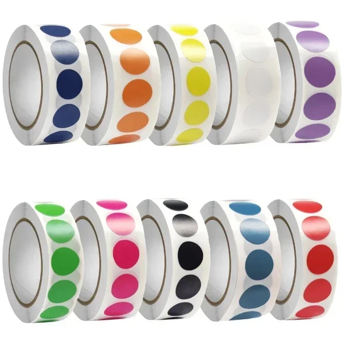 1000 PCS Color Dot Label Sticker  Classification Mark Coated Paper Sticker Rolls  Kawaii Stationery  Aesthetic