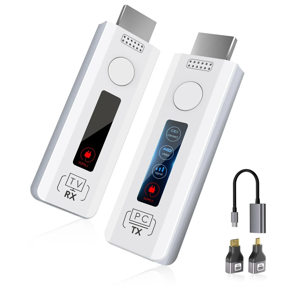 Wireless -Compatible Transmitter and Receiver: Plug & Play Portable Wireless Extender Kit Support 2.4/5G, 4K Decode