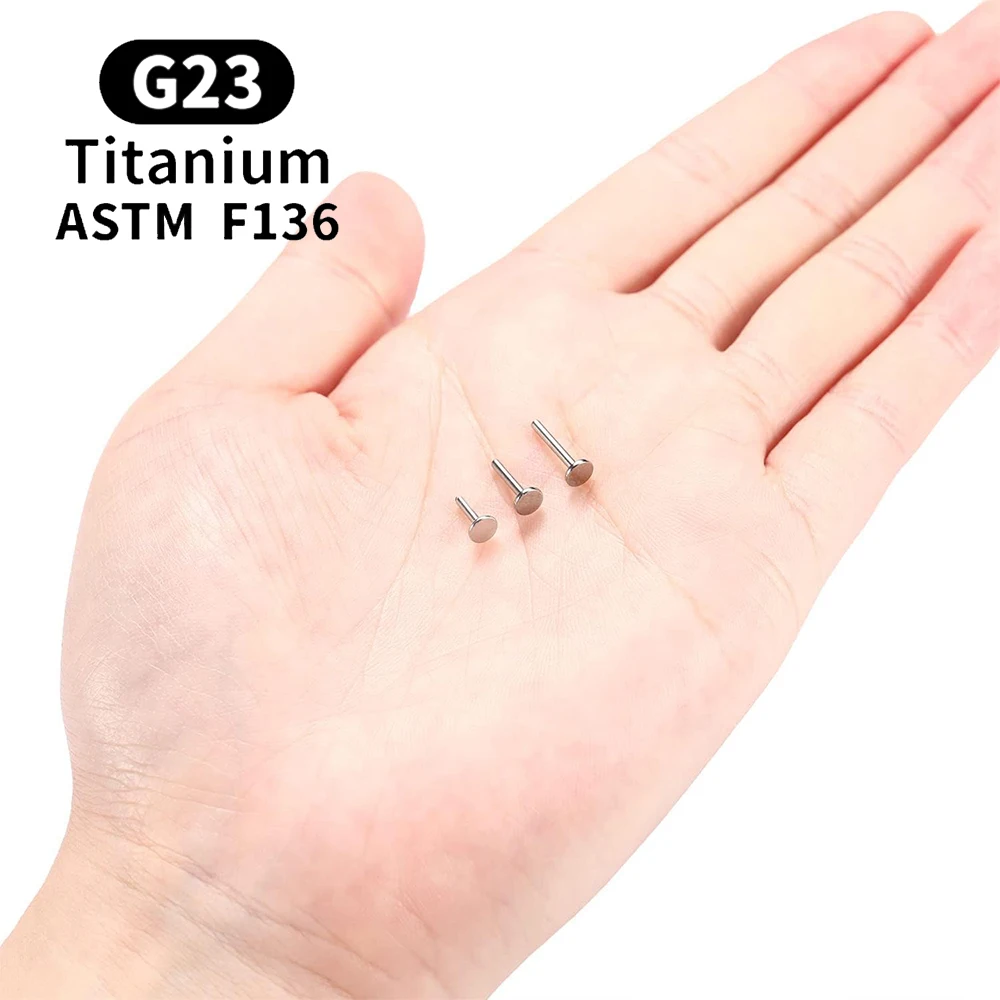 10PCS G23 Titanium Piercing Internally Threaded Stud Earrings Rod Base 16G For Labret Lip Ear Body Piercing Jewelry Accessories