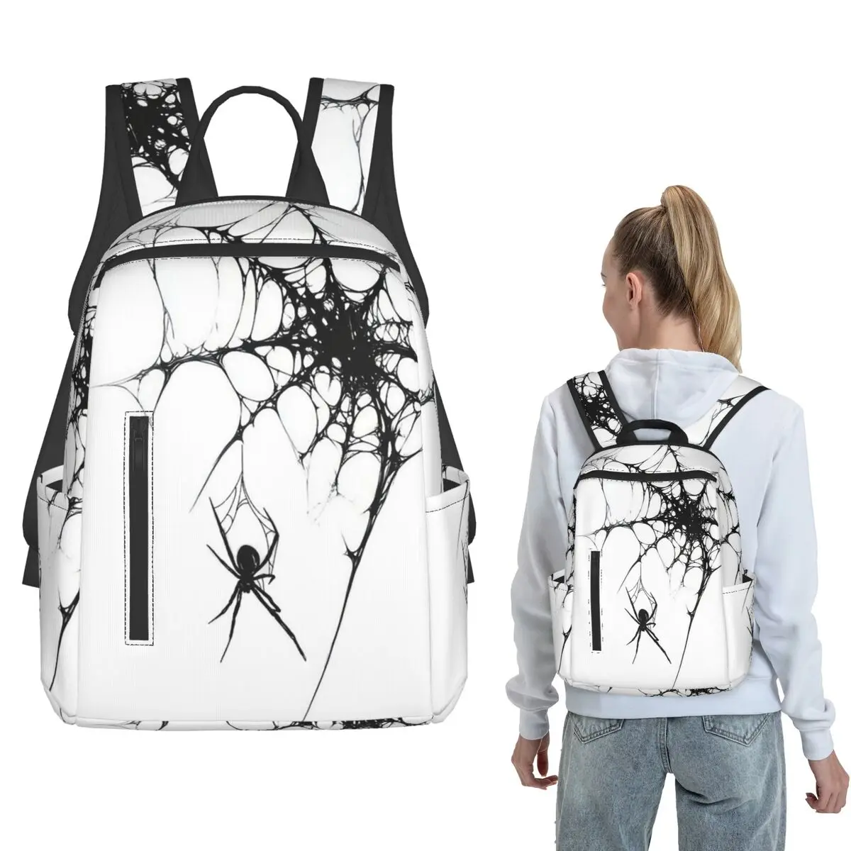 Gothic Spider And Web Print Backpack Daypack Boys Girls BookBag School Bag Shoulder Bags for Men Women