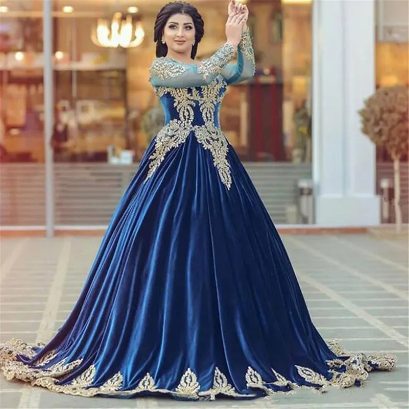 Angel Custom Muslim Blue Square Collar Prom Formal Evening Dress Long Sleeves Pleated A-LINE Women Wedding Party Guest Gowns