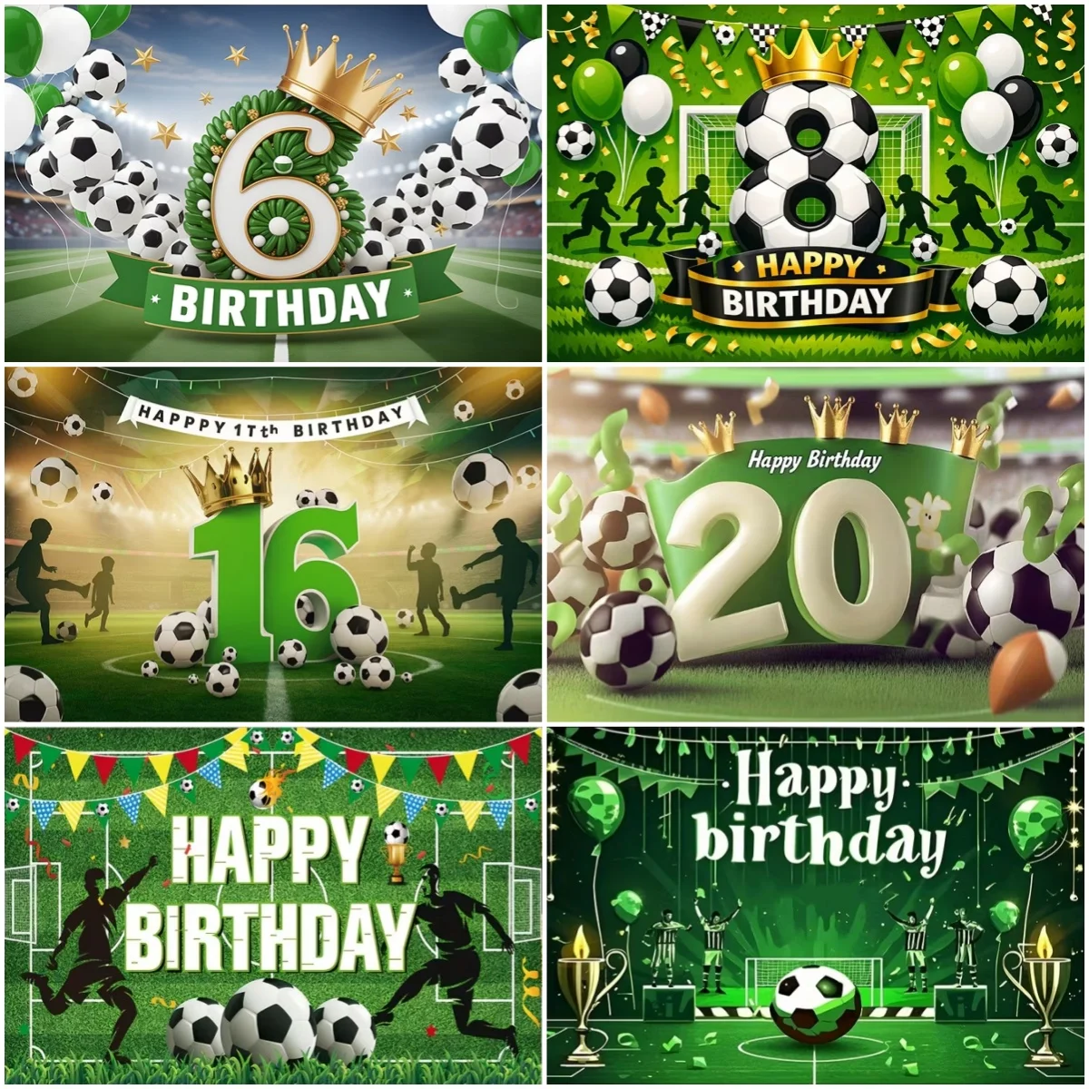 

1-20th Boy Birthday Background Football Theme Banner Soccer Ball Party Decoration Backdrop Photography Photo Props Kids Gifts