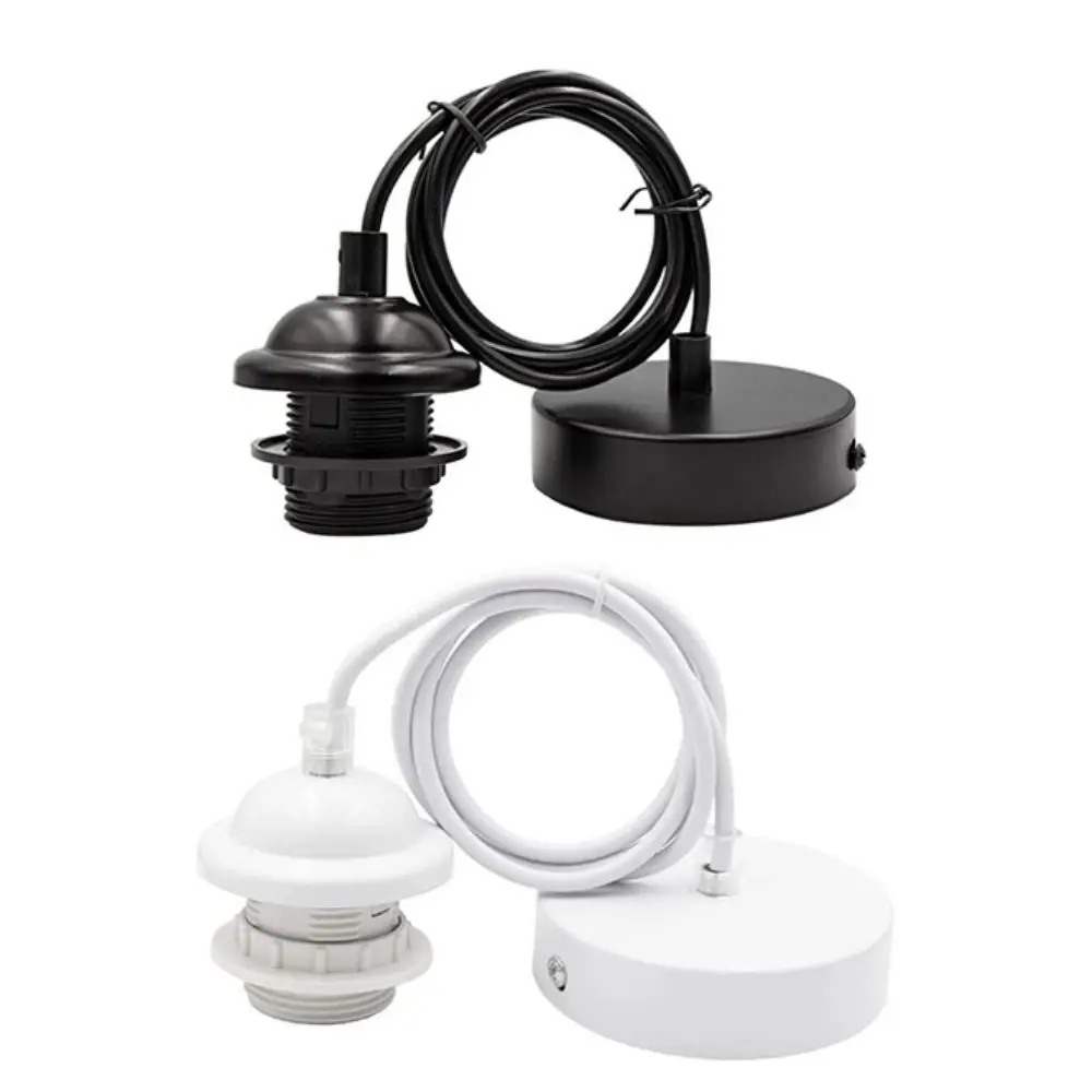 

with 1M Cable E27 Hanging Lamp Holder Half teeth Screw Ceiling Lamp Base Black White Plastic Shell Lampshade Base Pendant light